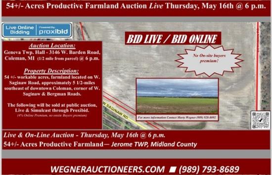 54+/- Acres Farmland Auction - Midland County, MI
