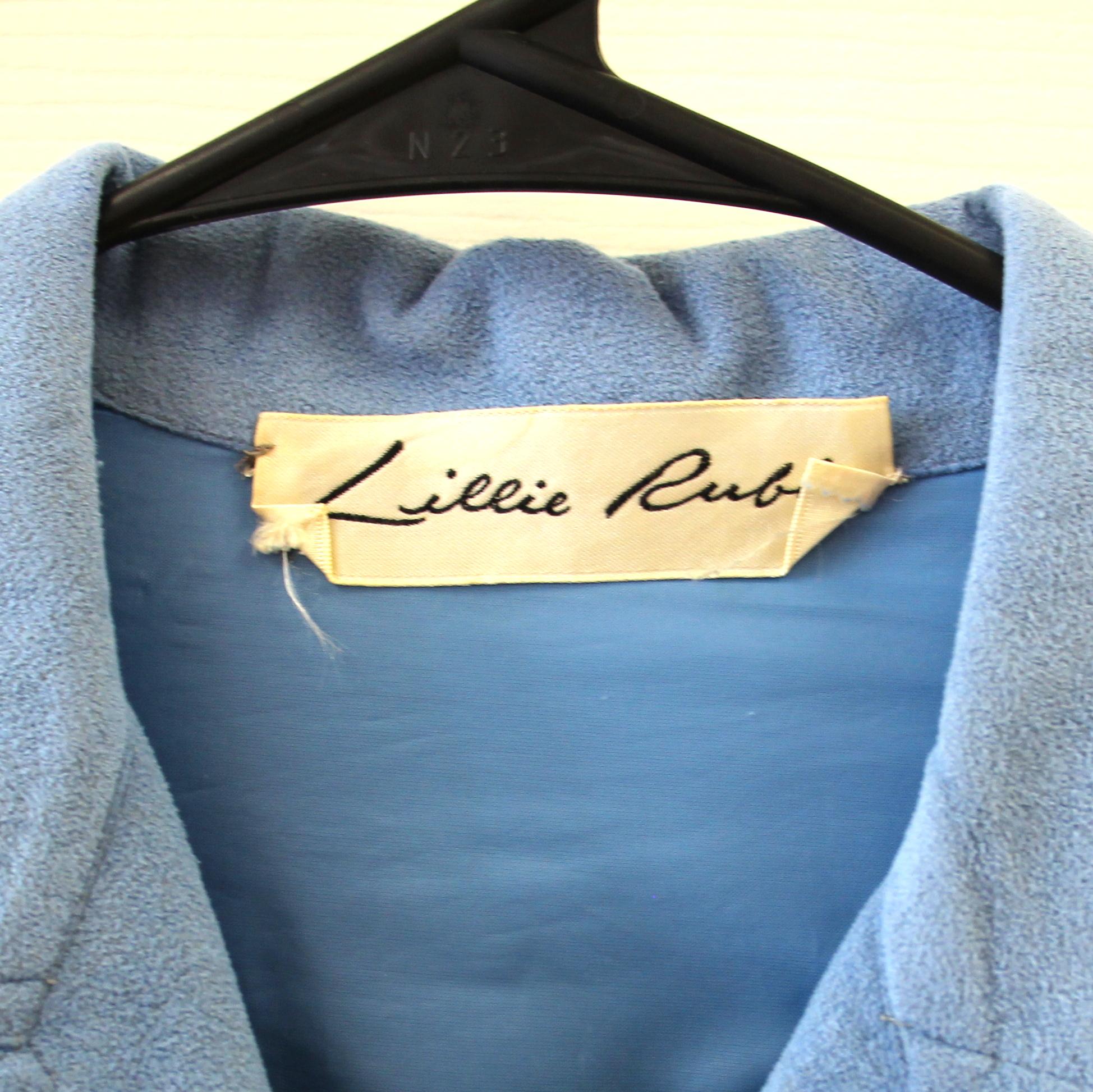 Lillie Rubin Blue Microsuede Skirt & Jacket Suit Set
