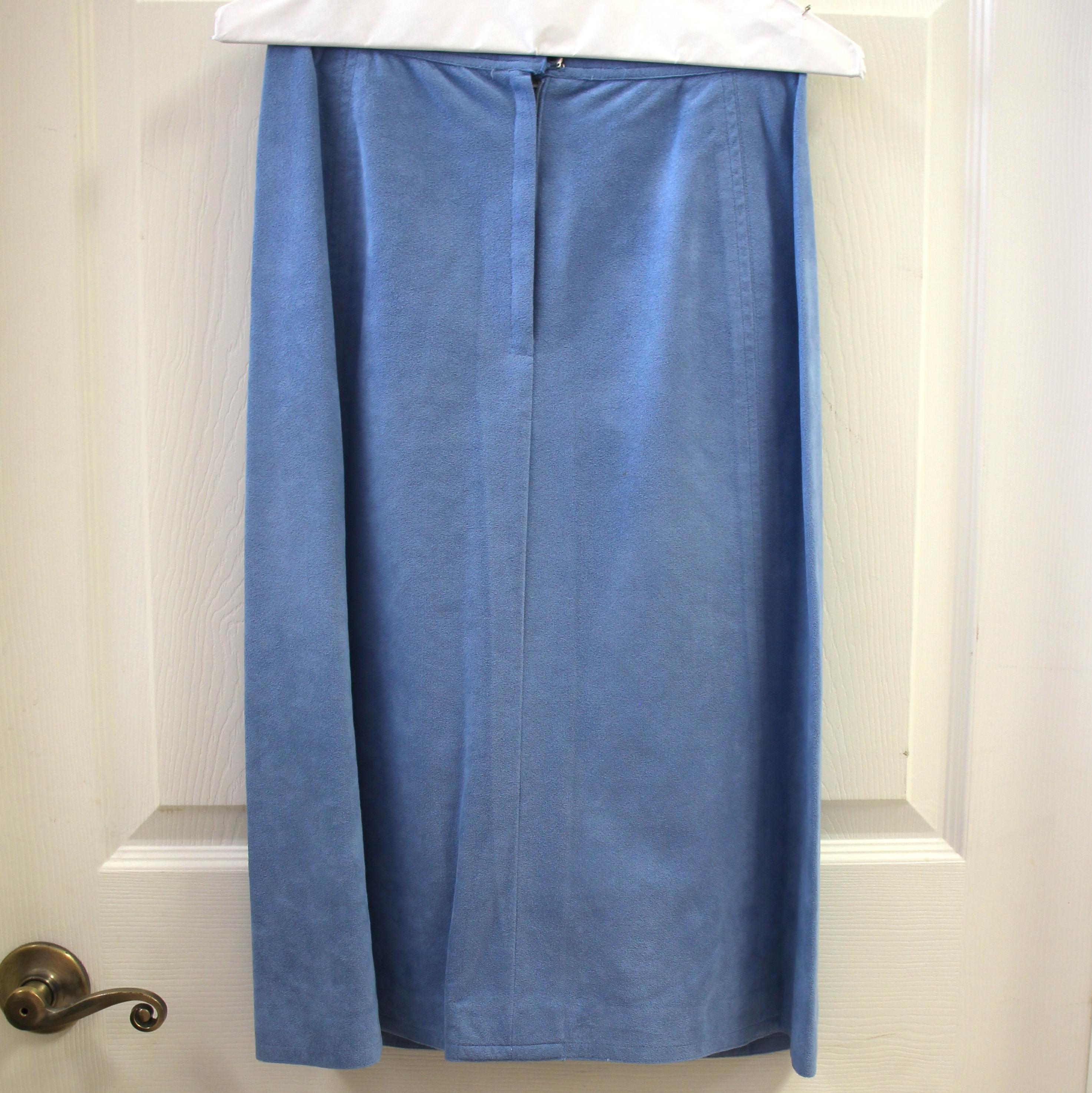 Lillie Rubin Blue Microsuede Skirt & Jacket Suit Set