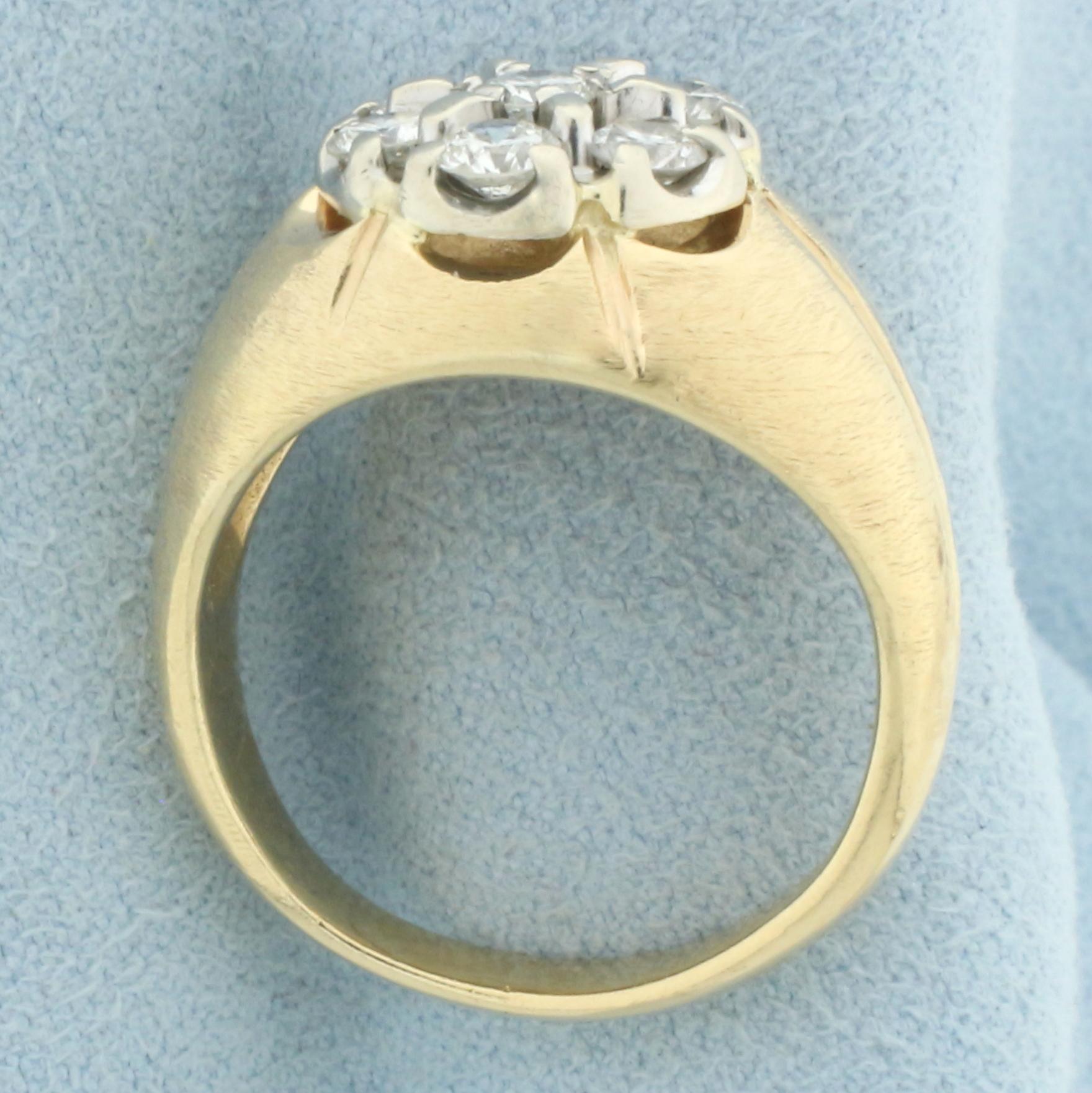 Diamond Target Design Ring In 14k Yellow Gold