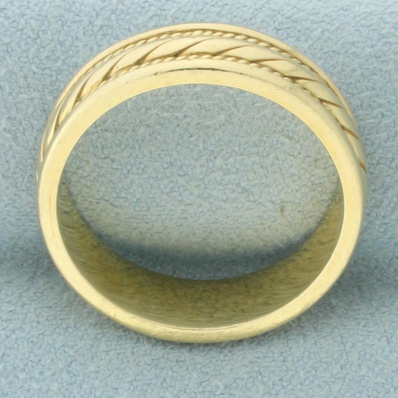 Mens Rope Design Wedding Band Ring In 14k Yellow Gold