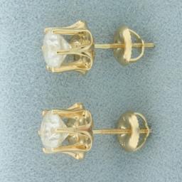 1.8ct Diamond Screw Back Stud Earrings In 14k Yellow Gold