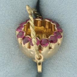 Ruby Cauldron Pendant Or Charm In 14k Yellow Gold