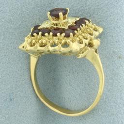 Vintage Garnet Ring In In 18k Yellow Gold