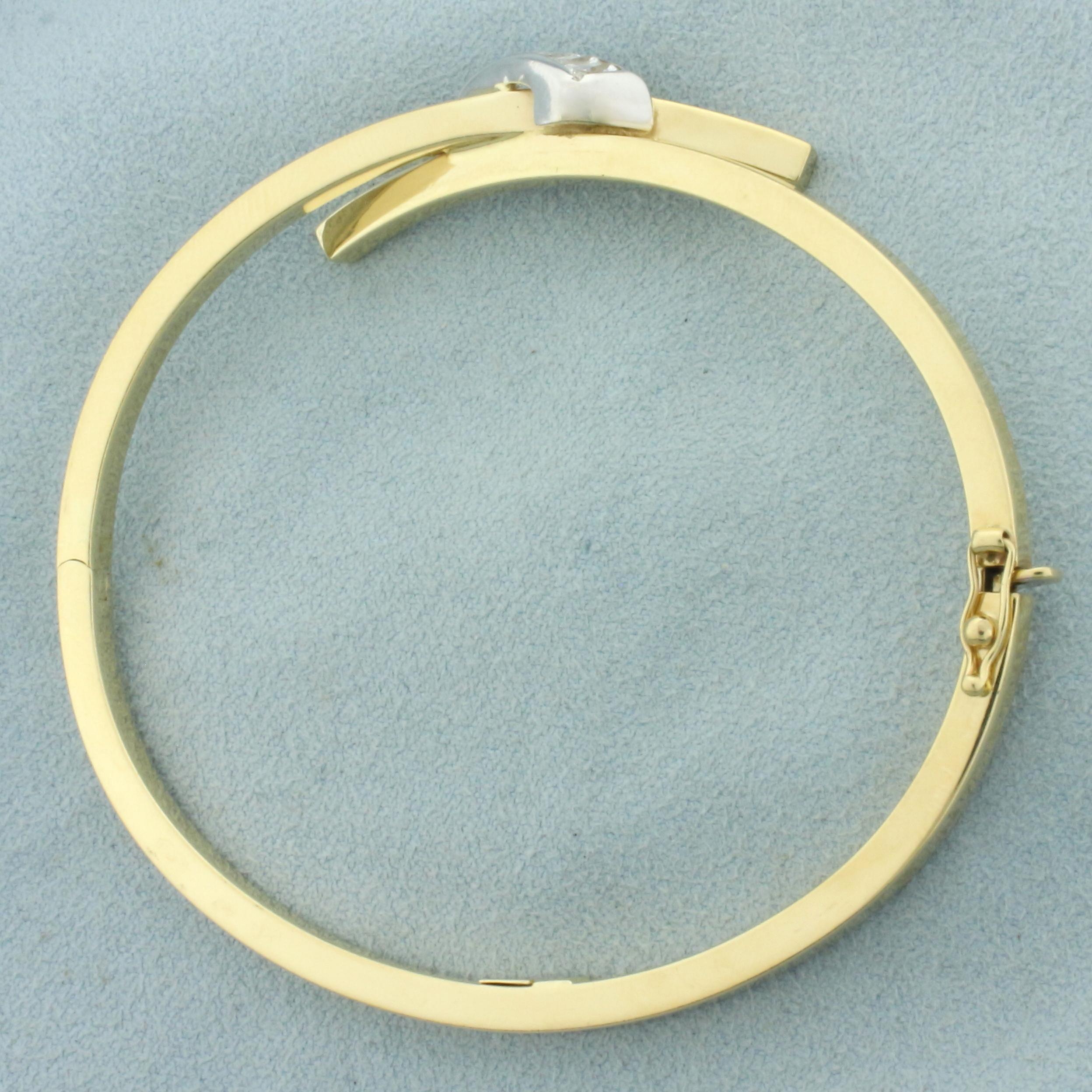 Criss Cross Hinged Bangle Bracelet In 14k Yellow Gold