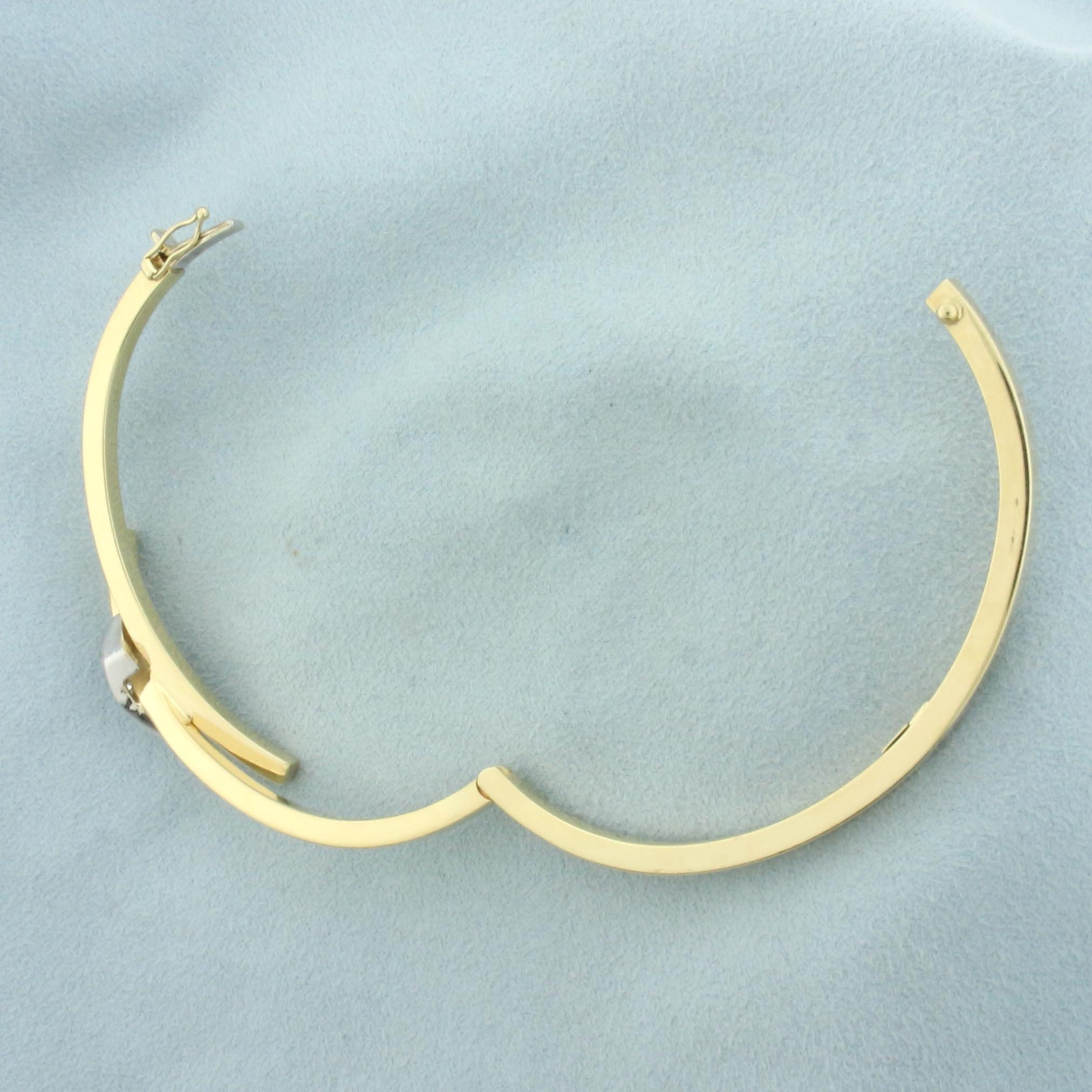 Criss Cross Hinged Bangle Bracelet In 14k Yellow Gold