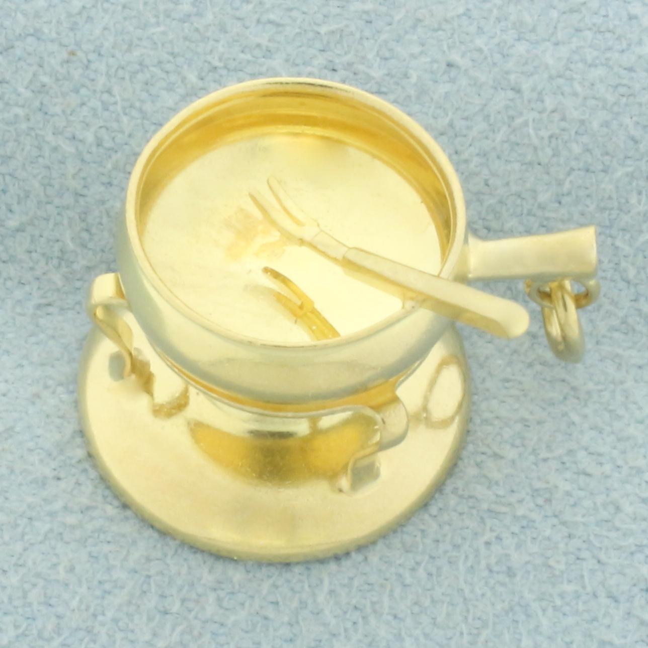 3-d Fondue Pot Charm In 18k Yellow Gold