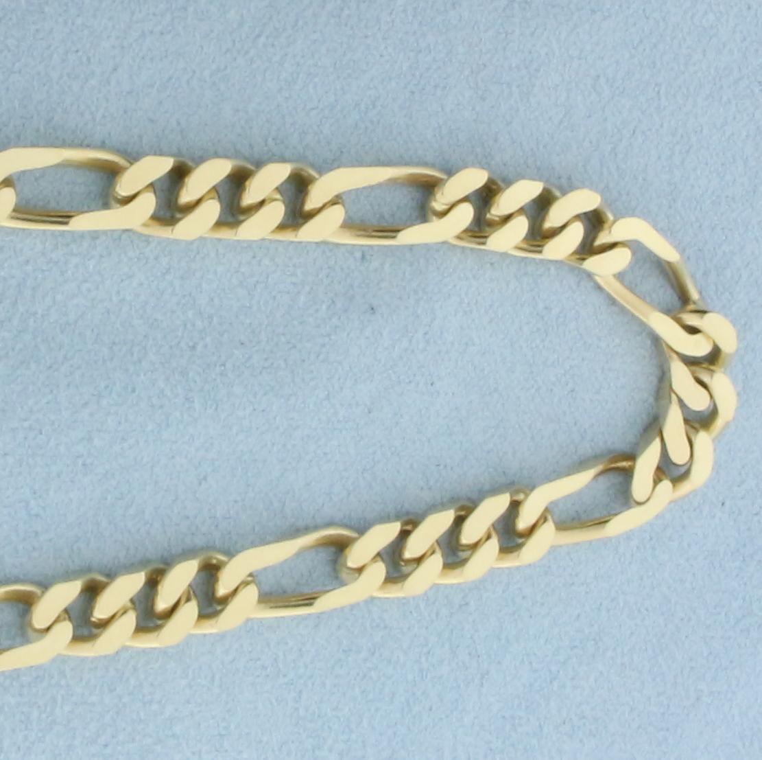 20.5 Inch Figaro Link Chain Necklace In 14k Yellow Gold