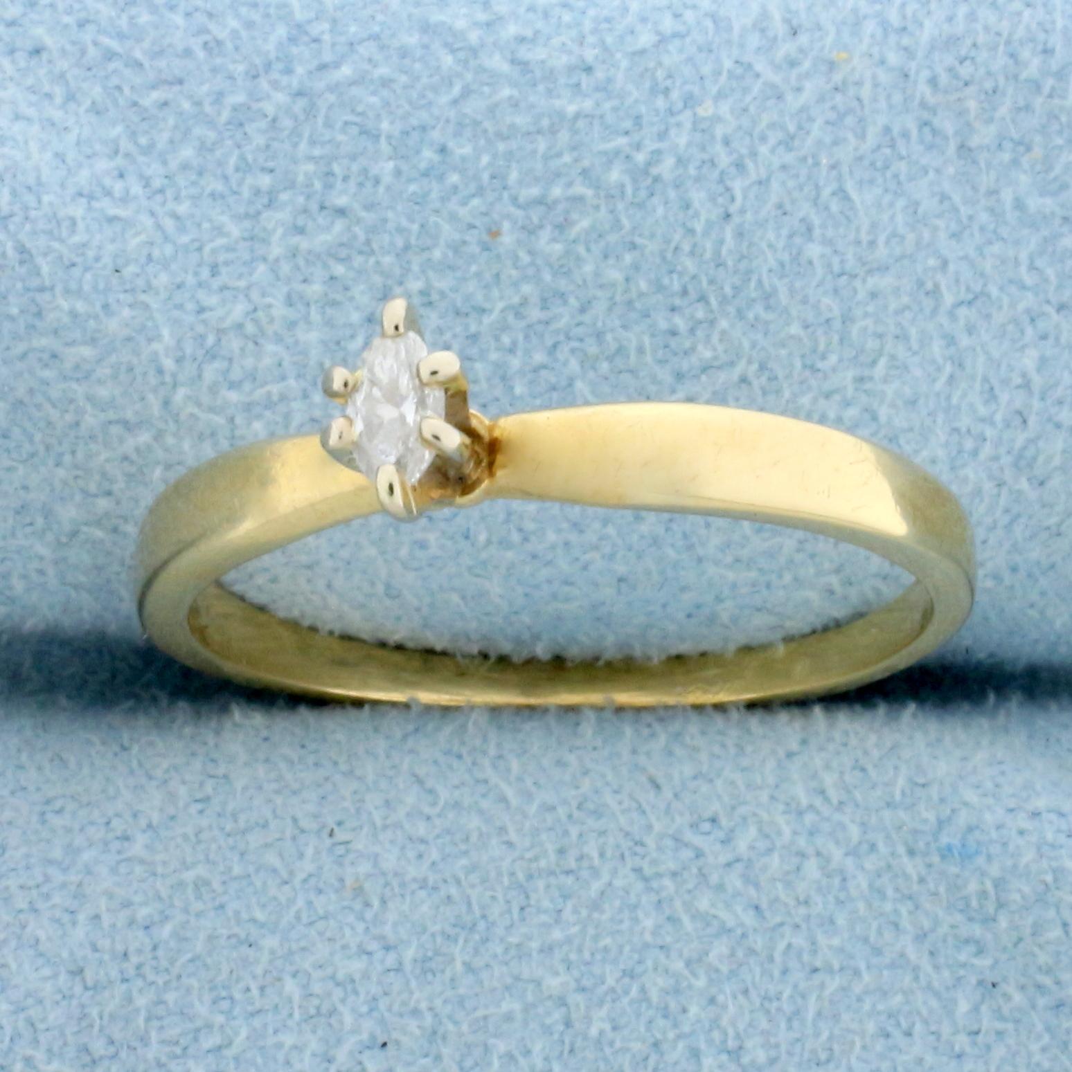 Marquise Solitaire Diamond Engagement Ring In 14k Yellow Gold