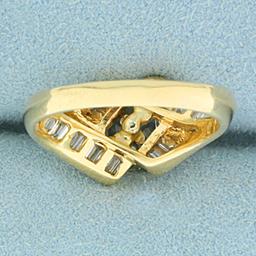 Certified 2ct Tw Emerald Cut Diamond Bypass Style Ring In 14k Yellow Gold