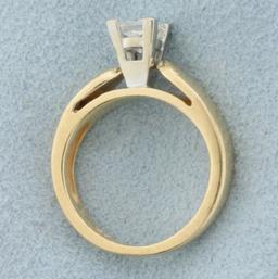Solitaire Princess Diamond Engagement Ring In 14k Yellow Gold