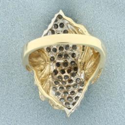 Vintage 1ct Tw Diamond Cluster Ring In 10k Yellow Gold