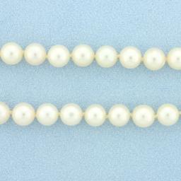 29 Inch Akoya Pearl Strand Necklace In 14k Yellow Gold
