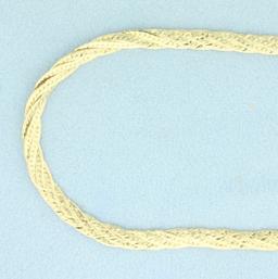 Unique Twisting Herringbone Link Chain Necklace In 14k Yellow Gold