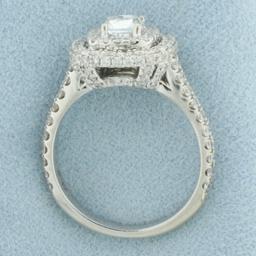 Neil Lane Cushion Cut Double Halo Engagement Ring In 14k White Gold