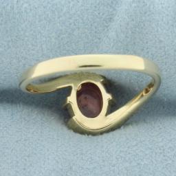 Natural Cabochon Ruby Bypass Ring In 14k Yellow Gold