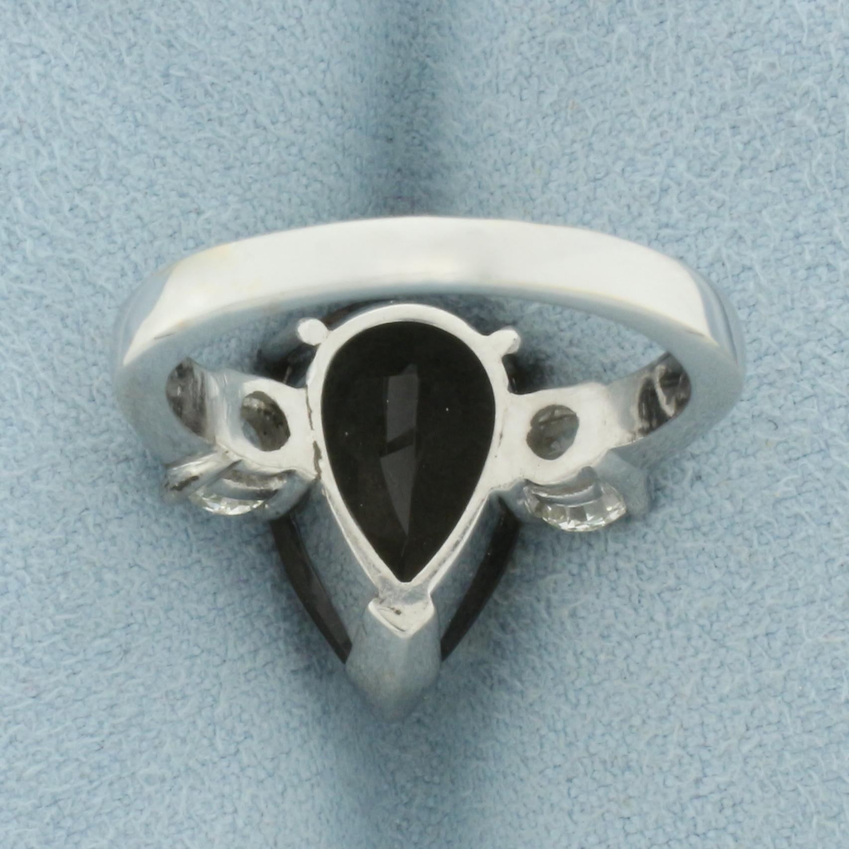 Smoky Quartz And Hearts On Fire Diamond Ring In 18k White Gold
