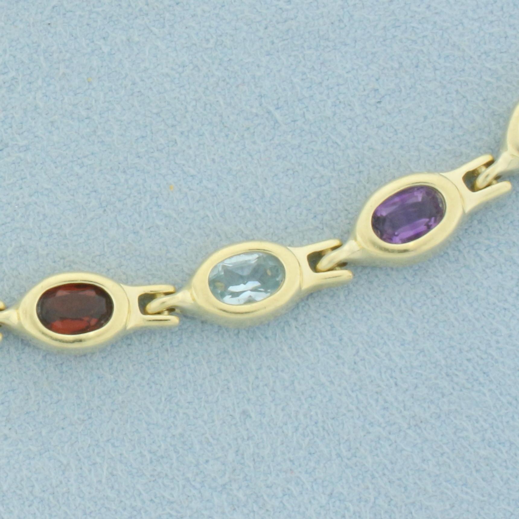 Rainbow Gemstone Bracelet In 14k Yellow Gold