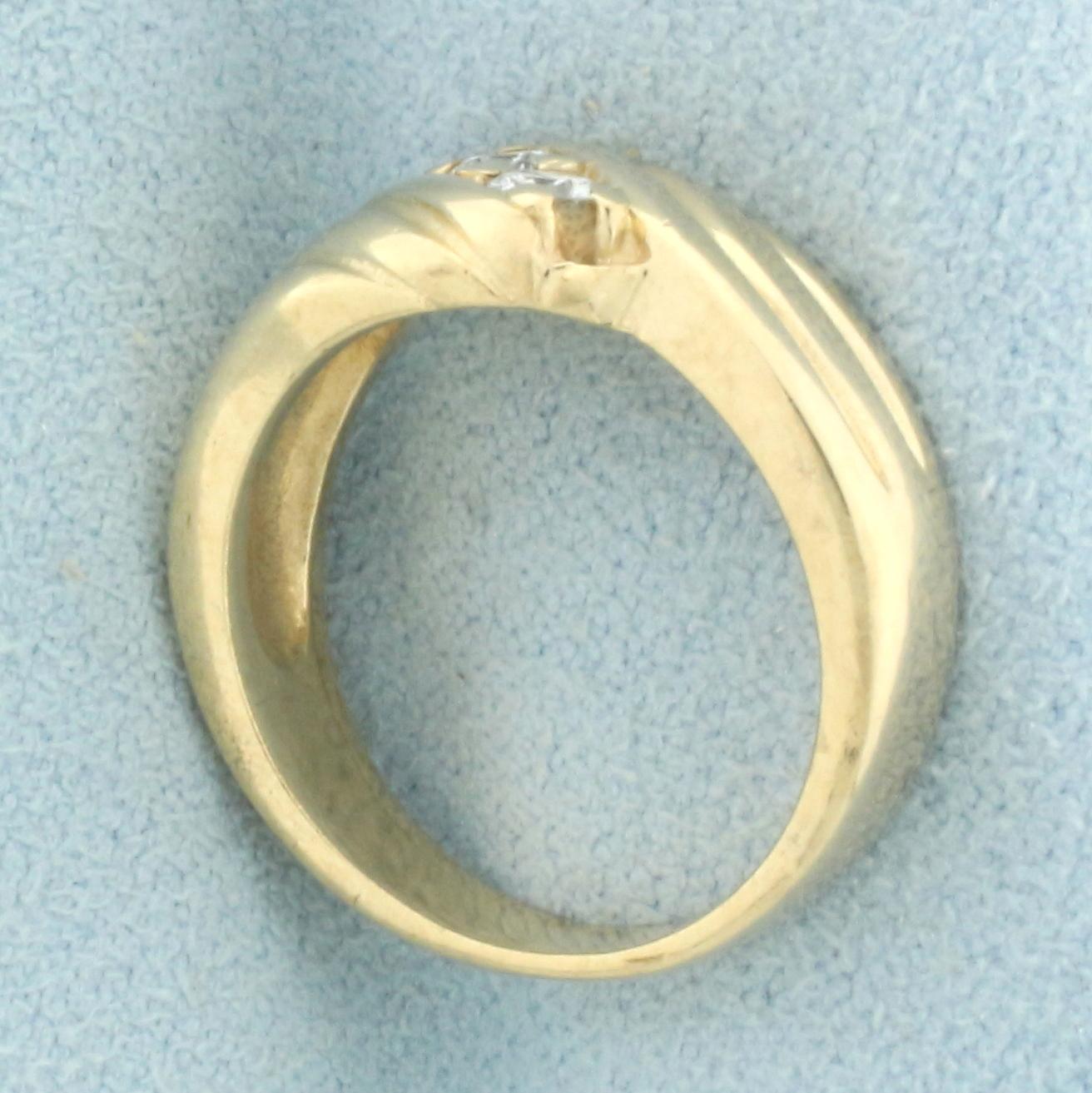 Diamond Wave Design Ring In 14k Yellow Gold