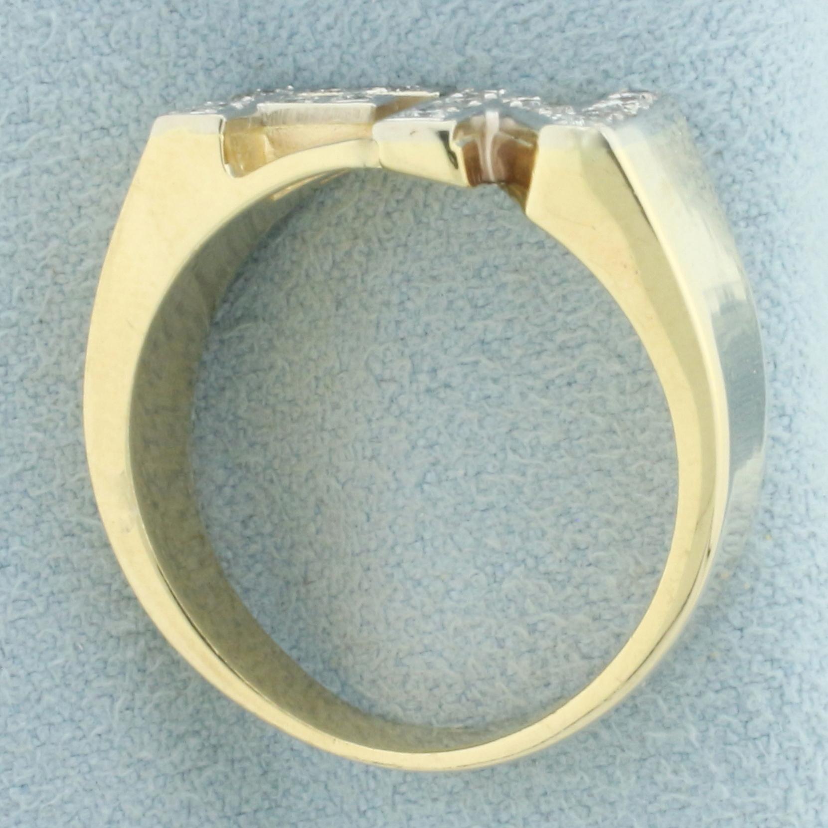 Fn Initial Diamond Ring In 14k Yellow Gold