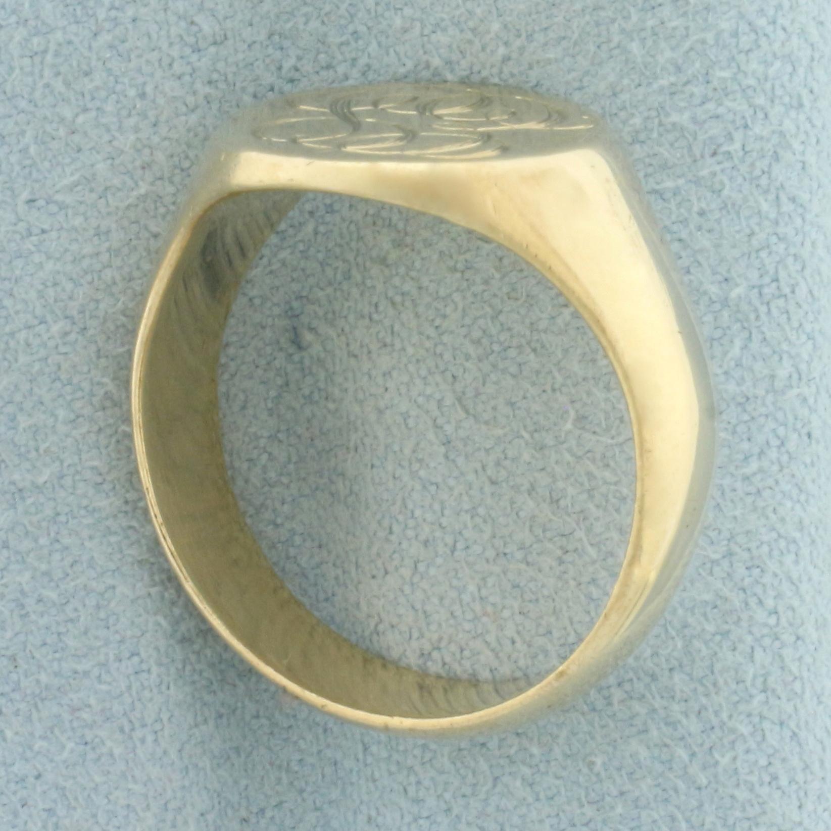 Vintage Signet Ring In 14k Yellow Gold