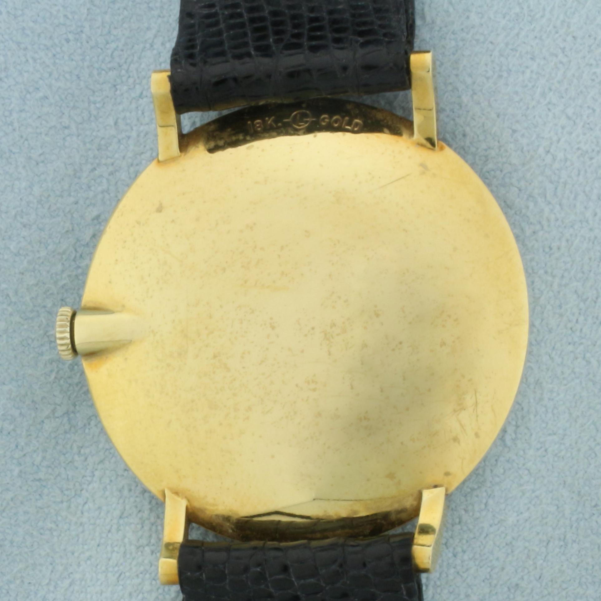 Vintage Mens Movado Diamond Dial Dress Watch In 18k Yellow Gold