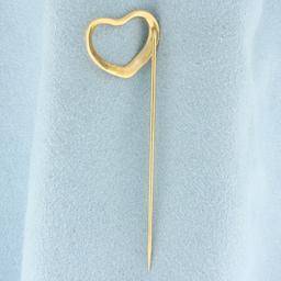 Heart Stick Pin In 14k Yellow Gold