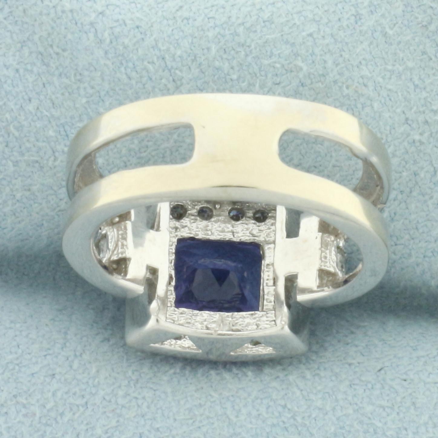 Tanzanite And Diamond Ring In 14k White Gold