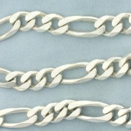 Italian 22 Inch Men's Heavy Figaro Link Chain Necklace In Sterling Silver