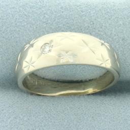 Mens Diamond Star Design Ring In 14k White Gold