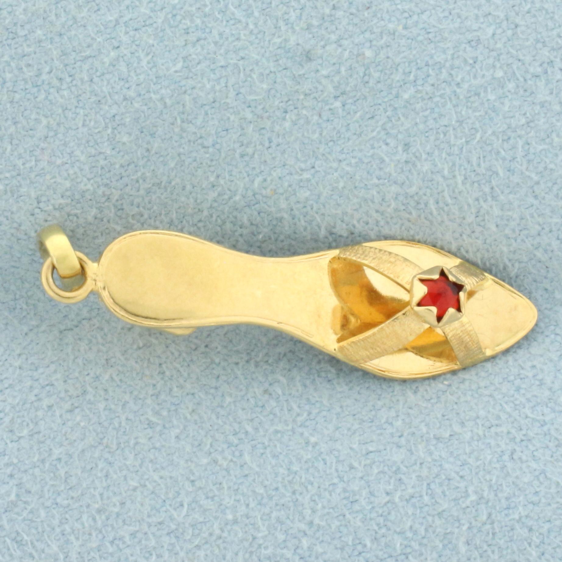 Ruby High Heel Shoe Charm Or Pendant In 18k Yellow Gold