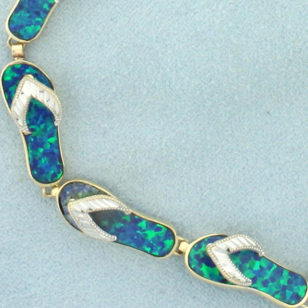Opal I Flip Flop Link Bracelet In 14k Yellow Gold