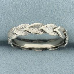 Leaf Nature Design Eternity Band Ring In 14k White Gold