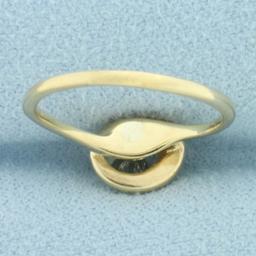 Diamond Solitaire Swirl Design Ring In 14k Yellow Gold