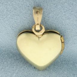 Flower Engraved Heart Locket Pendant In 10k Yellow Gold