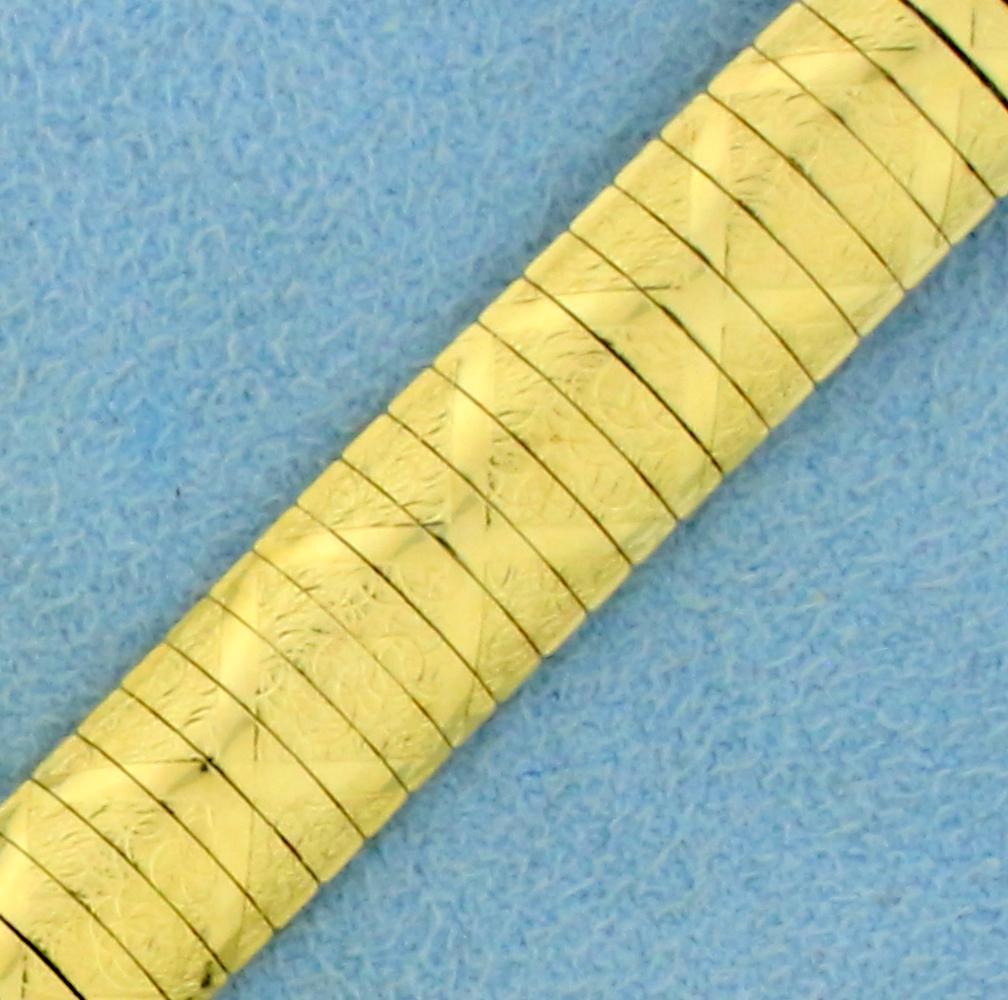 Italian Made Diamond Cut Omega Style Bracelet In 14k Yellow Gold