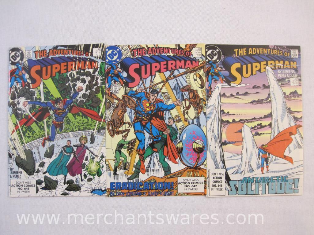 Ten DC The Adventures of Superman Comic Books Nos. 444, 455, 456, and 458-464, 15 oz