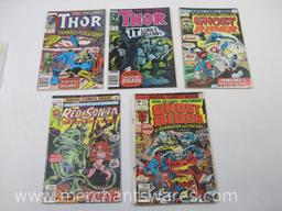 Five Marvel Comics including Red Sonja #2, Mar 1977, Ghost Rider #15, Dec 1975, #21, Dec 1976, The