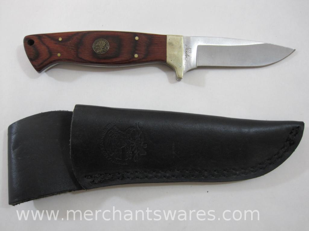 Two North American Hunting Club (NAHC)Knives with Wood Handles and Leather Sheaths, Limited Edition