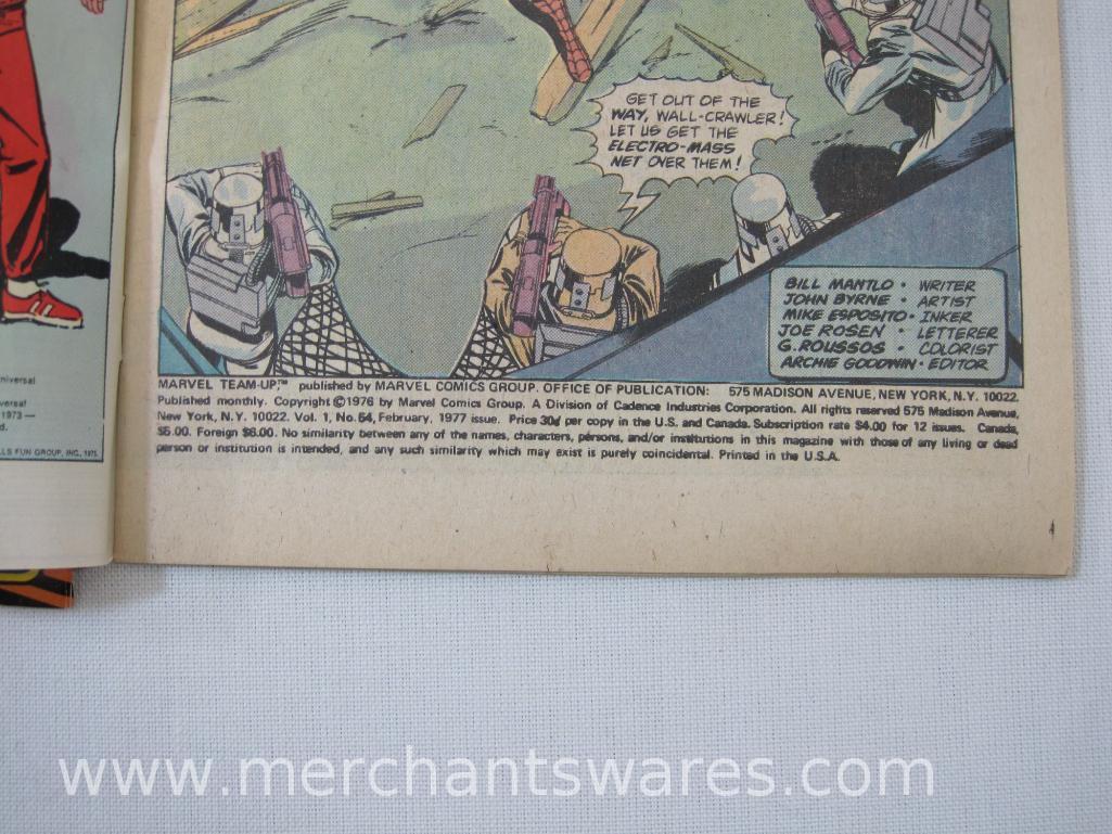 Four Marvel Team-Up Featuring Spider-Man Comics, No. 52, Dec 1976,Two No. 54,Feb, No. 55, Mar 1977,