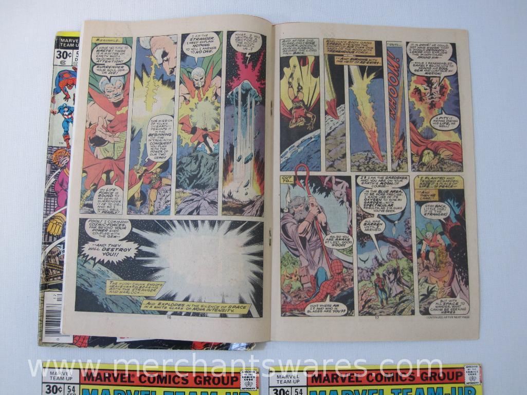 Four Marvel Team-Up Featuring Spider-Man Comics, No. 52, Dec 1976,Two No. 54,Feb, No. 55, Mar 1977,