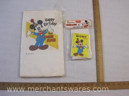 Vintage Mickey Mouse Sealed Package of 8 Birthday Party Invitations and New Paper Tablecloths
