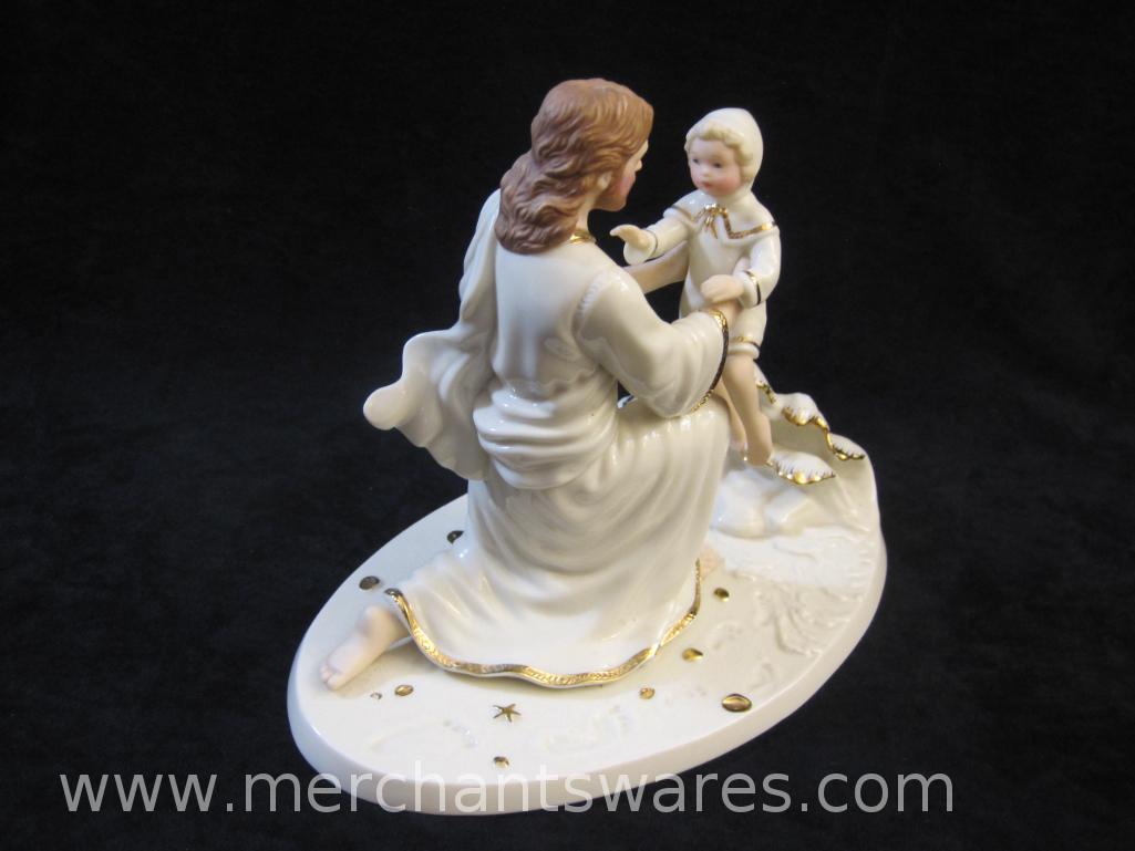 Lenox Footprints Jesus with Child Ceramic Figurine, 2 lbs 5 oz