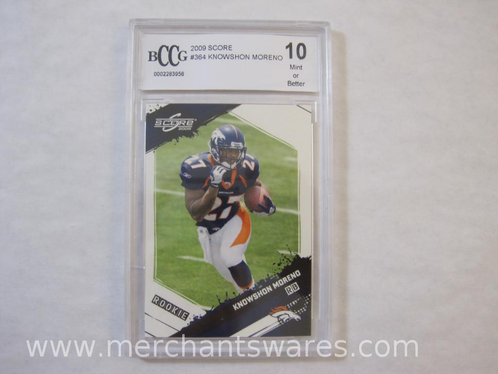 Four Beckett Graded NFL Rookie Trading Cards 9.5-10 including 2009 Score #364 Knowshon Moreno, 2009