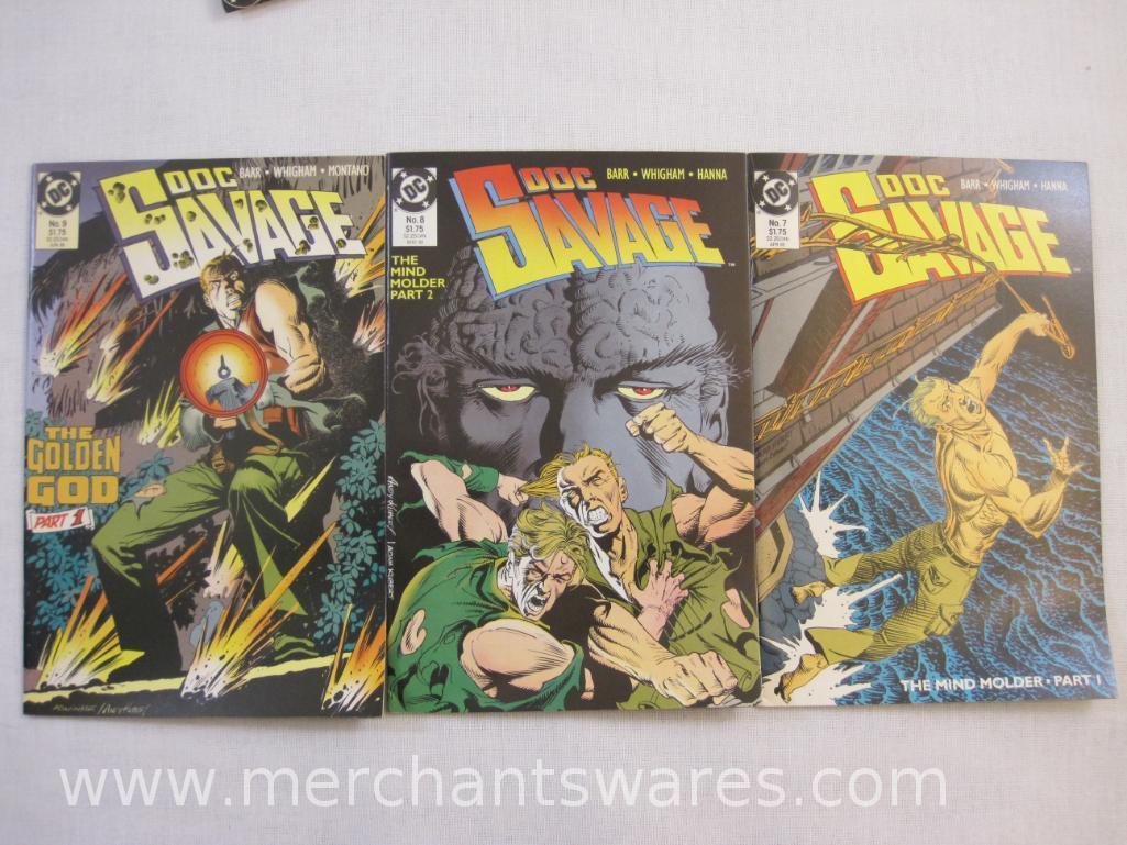 Thirteen DC Doc Savage Comic Books Nos. 1-10, and 15-17, 1988-1990, 1 lb 10 oz