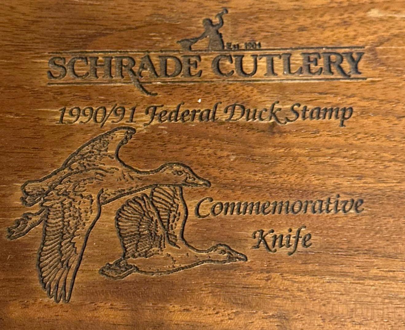 Schrade 895 Knife and 1990/91 Federal Duck stamp Commemorative
