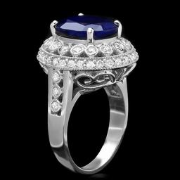 14k Gold 5.20ct Sapphire 0.85ct Diamond Ring