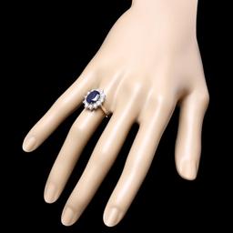 14k White Gold 3.00ct Sapphire 1ct Diamond Ring