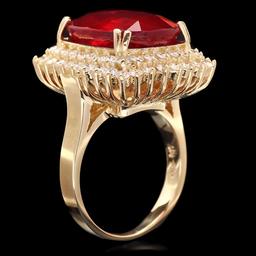 14k Yellow Gold 15.00ct Ruby 1.50ct Diamond Ring