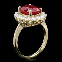 14k Yellow Gold 5.50ct Ruby 1.30ct Diamond Ring
